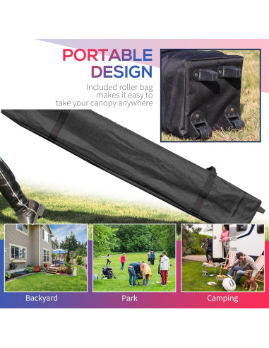 Carpa Plegable Outsunny 3x3m con Pared Lateral Removible
