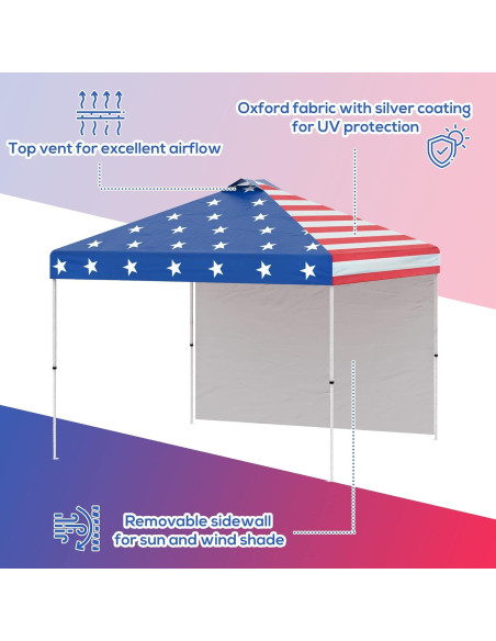 Carpa Plegable Outsunny 3x3m con Pared Lateral Removible