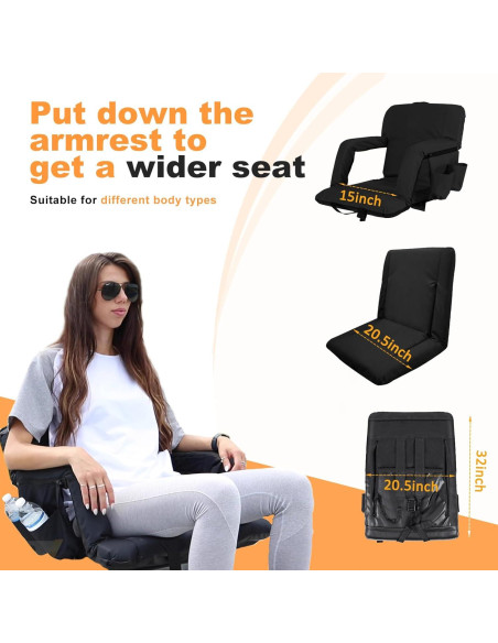 Conjunto de 2 Sillas Plegables Nalone para Estadio - Negro