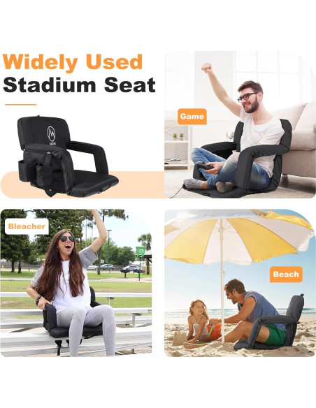 Conjunto de 2 Sillas Plegables Nalone para Estadio - Negro