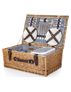 Cesta de Picnic Belmont para 4 Personas - Mimbre con Rayas