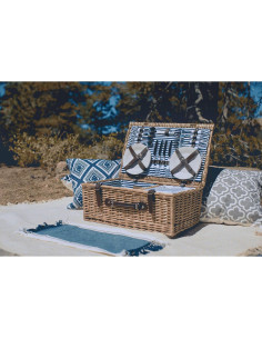 Cesta de Picnic Belmont para 4 Personas - Mimbre con Rayas 2