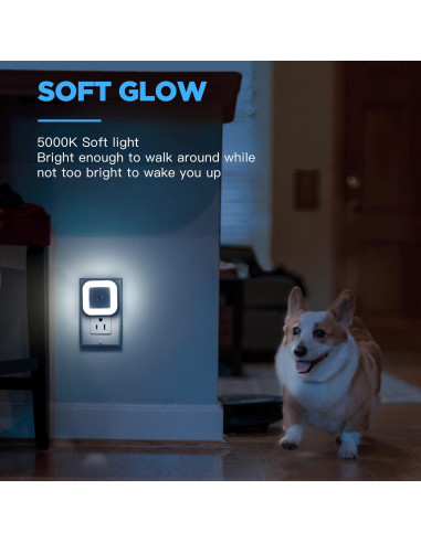 Luz Nocturna LED Regulable SYCEES con Sensor Crepúsculo, 4 Piezas