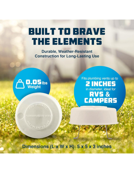 Tapa de Ventilación de Plomería Camco 40034 Blanca 5.08 cm