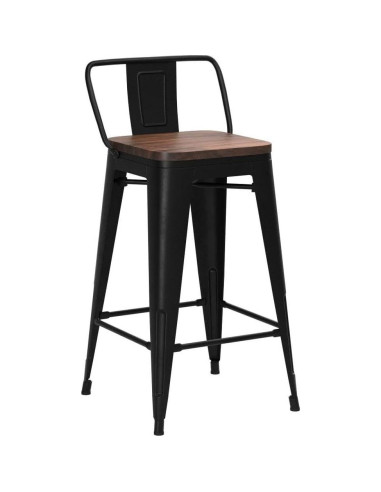 Juego de 4 Taburetes de Bar Yongqiang Metal con Respaldo 61 cm