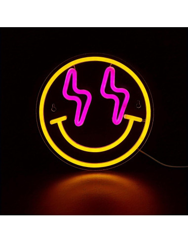Luz de Neón LED Sonriente Cusgazy - Decoración Pared 22.5 cm