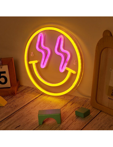 Luz de Neón LED Sonriente Cusgazy - Decoración Pared 22.5 cm