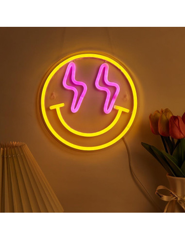 Luz de Neón LED Sonriente Cusgazy - Decoración Pared 22.5 cm