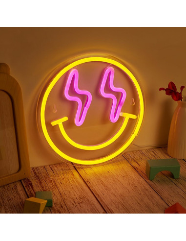 Luz de Neón LED Sonriente Cusgazy - Decoración Pared 22.5 cm
