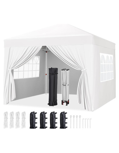 Carpa Plegable Yaheetech 2.44x2.44m Blanca Impermeable