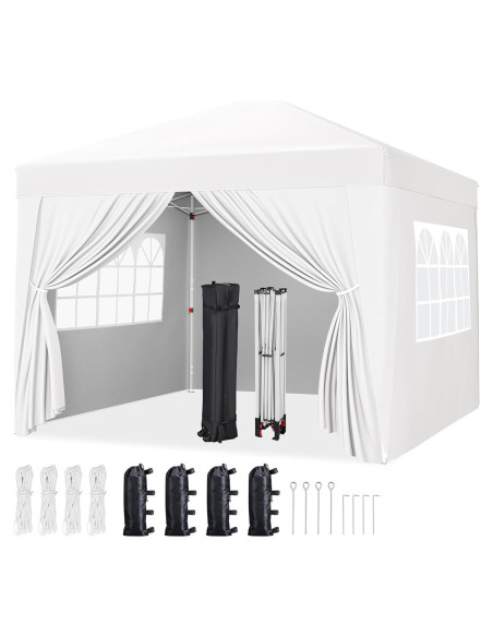 Carpa Plegable Yaheetech 2.44x2.44m Blanca Impermeable