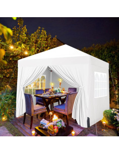 Carpa Plegable Yaheetech 2.44x2.44m Blanca Impermeable 2