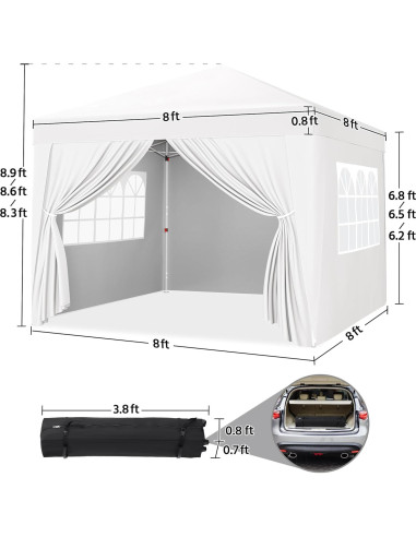Carpa Plegable Yaheetech 2.44x2.44m Blanca Impermeable