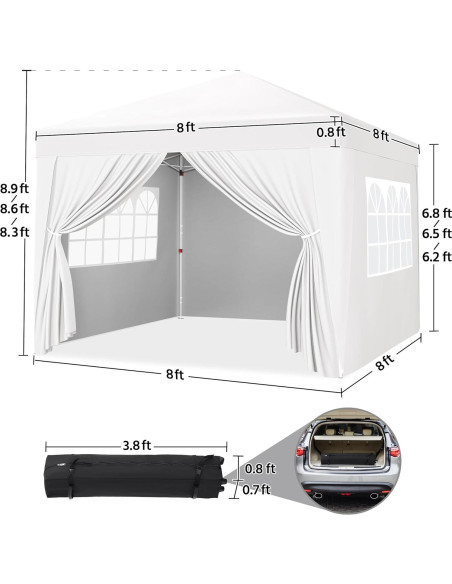 Carpa Plegable Yaheetech 2.44x2.44m Blanca Impermeable