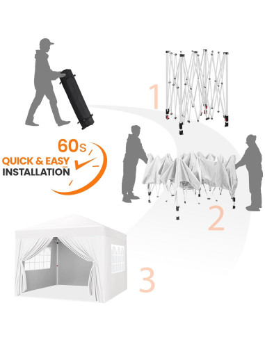 Carpa Plegable Yaheetech 2.44x2.44m Blanca Impermeable