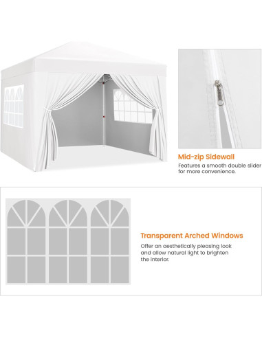Carpa Plegable Yaheetech 2.44x2.44m Blanca Impermeable