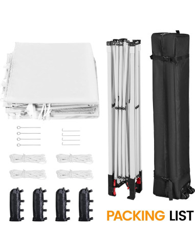 Carpa Plegable Yaheetech 2.44x2.44m Blanca Impermeable