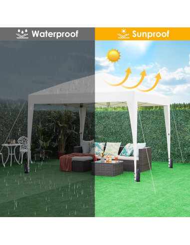 Carpa Plegable Yaheetech 2.44x2.44m Blanca Impermeable