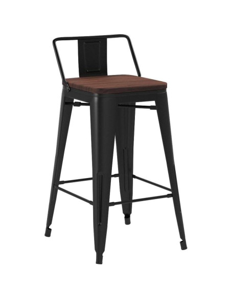 Conjunto de 4 Taburetes de Bar de Metal Andeworld 61cm Negro