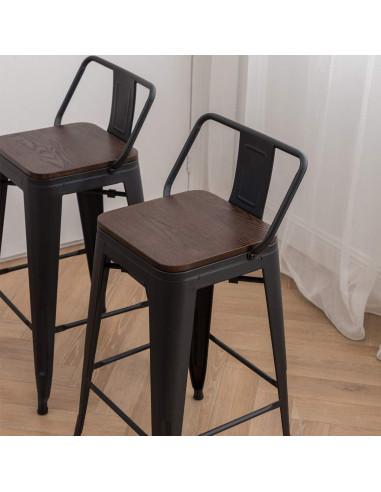 Conjunto de 4 Taburetes de Bar de Metal Andeworld 61cm Negro