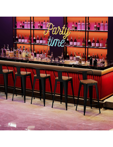 Conjunto de 4 Taburetes de Bar de Metal Andeworld 61cm Negro