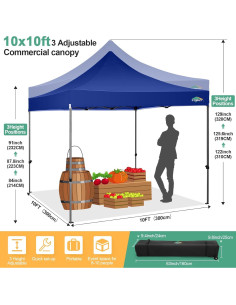 Carpa Plegable COBIZI 10x10m Resistente al Agua y Viento Azul 2