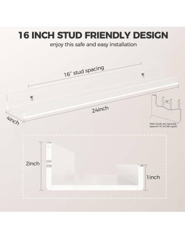 Estante Flotante Invisible HBlife 60 cm Acrílico Transparente