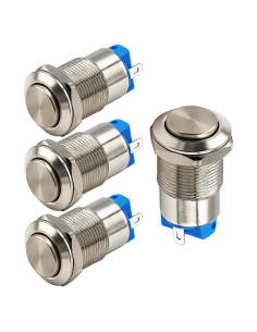 4 Interruptores de Botón Pulsador Metálico 12mm IP65 Gebildet