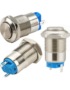 4 Interruptores de Botón Pulsador Metálico 12mm IP65 Gebildet 2