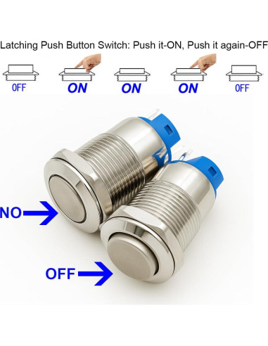 4 Interruptores de Botón Pulsador Metálico 12mm IP65 Gebildet