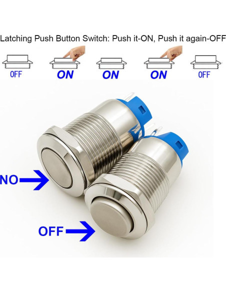 4 Interruptores de Botón Pulsador Metálico 12mm IP65 Gebildet