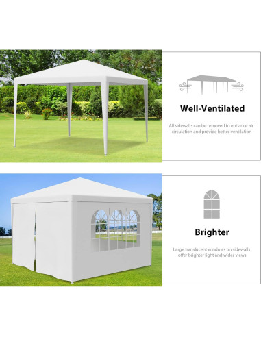 Carpa Gazebo F2C 3.05m x 3.05m Blanca con Paredes Removibles