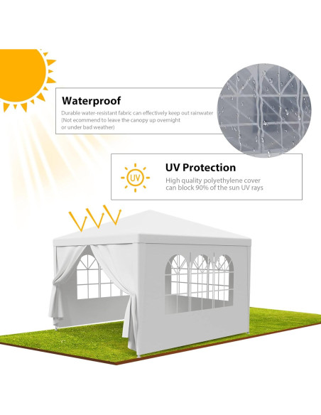 Carpa Gazebo F2C 3.05m x 3.05m Blanca con Paredes Removibles