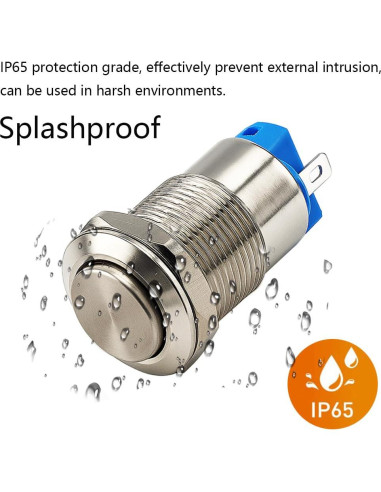 4 Interruptores de Botón Pulsador Metálico 12mm IP65 Gebildet