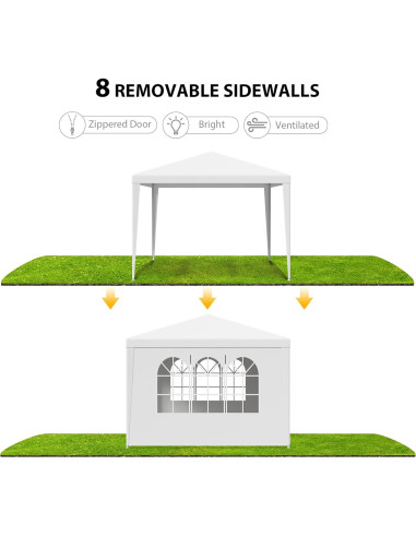 Carpa Gazebo F2C 3.05m x 3.05m Blanca con Paredes Removibles
