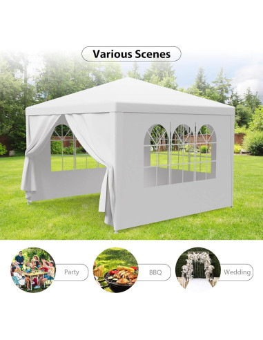 Carpa Gazebo F2C 3.05m x 3.05m Blanca con Paredes Removibles