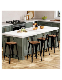 Juego de 4 Taburetes de Bar Arlunar 60cm Metal y Madera