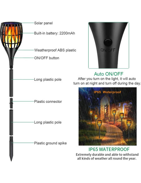 Luces de Antorcha Solar Ollivage 109 cm Efecto Llama IP65