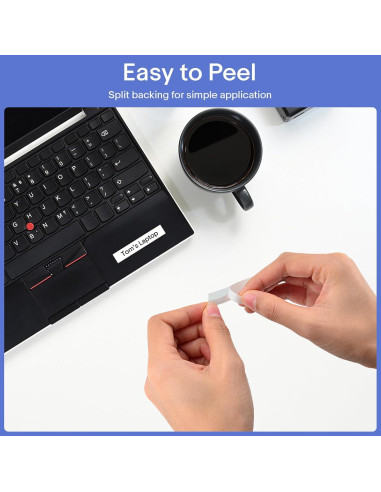 Cinta de Etiqueta Laminada Greencycle TZe-211 6mm Negra sobre Blanca - Paquete de 3