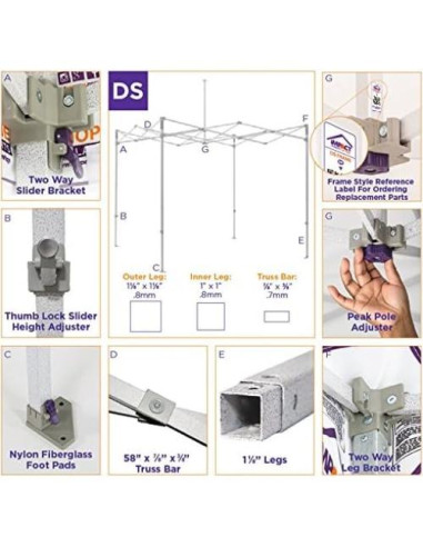 Carpa Pop-Up Impact Canopy 5x5m Estructura Acero Negra