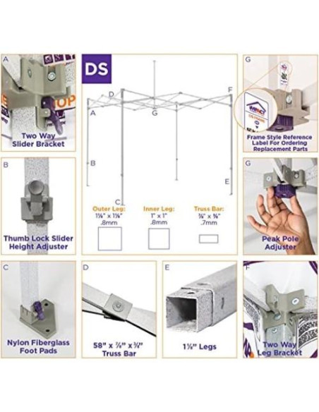 Carpa Pop-Up Impact Canopy 5x5m Estructura Acero Negra