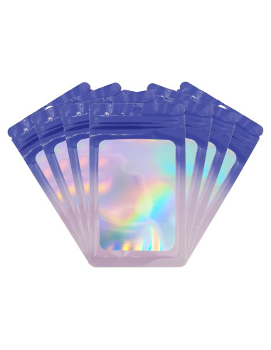 Bolsas Holográficas Flosius 100 Pcs 8x14 cm Ziplock A Prueba de Olores
