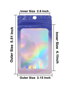 Bolsas Holográficas Flosius 100 Pcs 8x14 cm Ziplock A Prueba de Olores 2