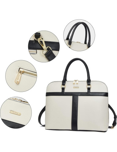 Bolso Tote para Laptop Telena de Cuero Vegano 15.6" Beige