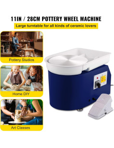 Rueda de Alfarería VEVOR 11in 350W Pedal Ajustable 0-300RPM 2