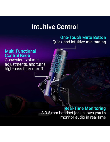 Micrófono de Juego Condensador ASUS ROG Carnyx Negro 192 kHz