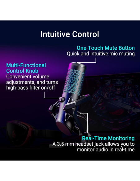 Micrófono de Juego Condensador ASUS ROG Carnyx Negro 192 kHz