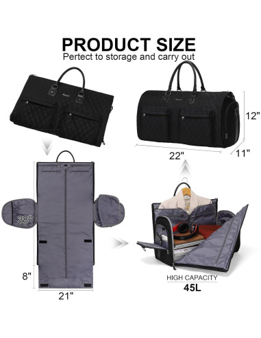 Bolsa de Ropa Modoker 3 en 1 con Ruedas 80L Negra