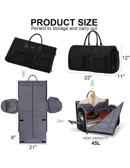 Bolsa de Ropa Modoker 3 en 1 con Ruedas 80L Negra