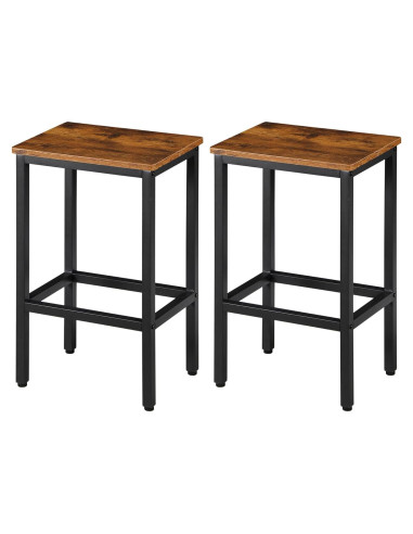 Juego de 2 Taburetes de Bar SUPER DEAL 66 cm Metal y Madera